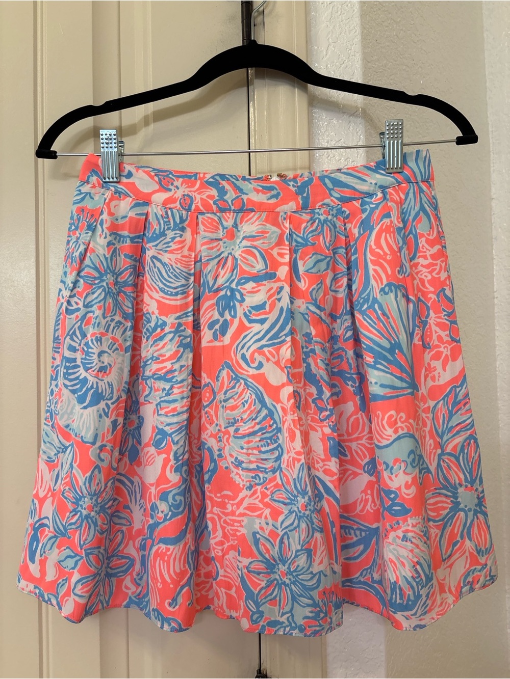 Lilly Pulitzer Selina Pleated Mini Skirt Pink Sun Ray Summer Siren Seashell 00